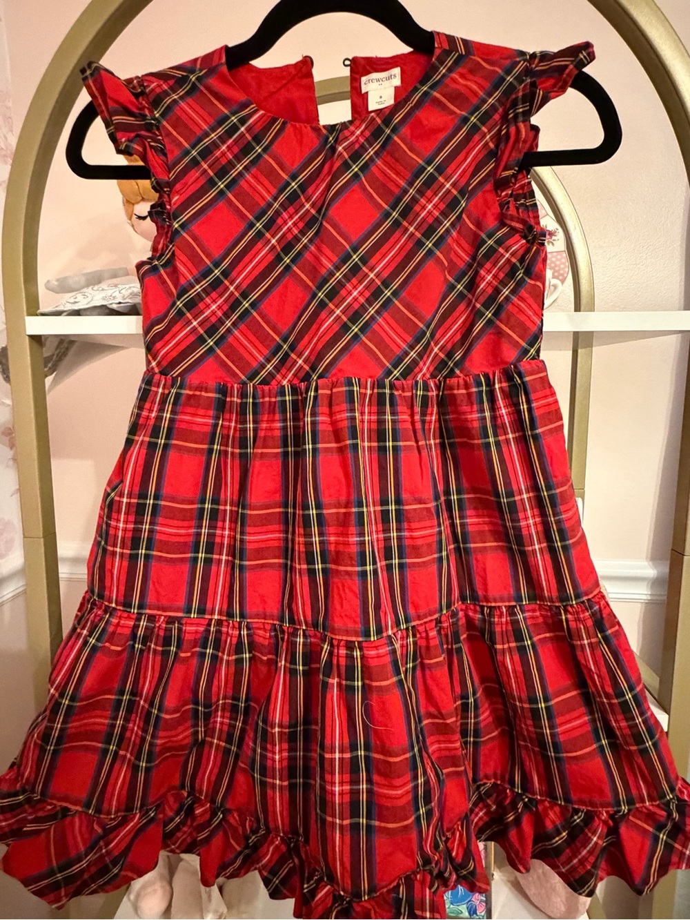 Crewcuts Red Plaid Ruffle Tiered Dress